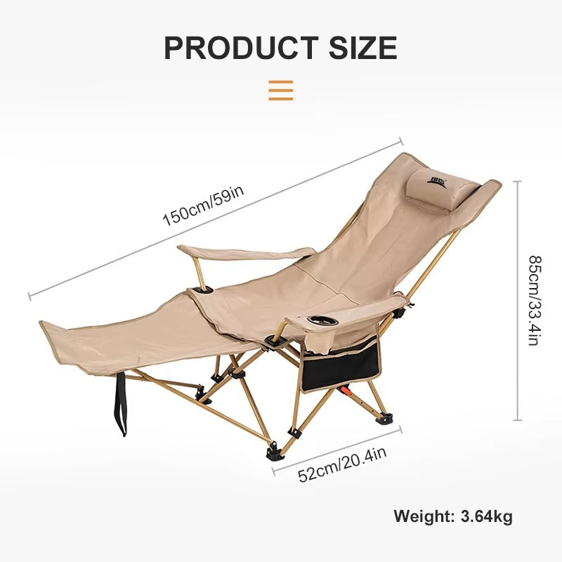 2-in-1 Reclining Camping Chair Adjustable & Foldable