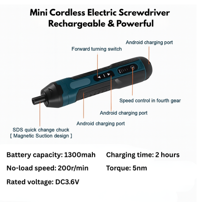 Mini Cordless Electric Screwdriver Rechargeable & Powerful