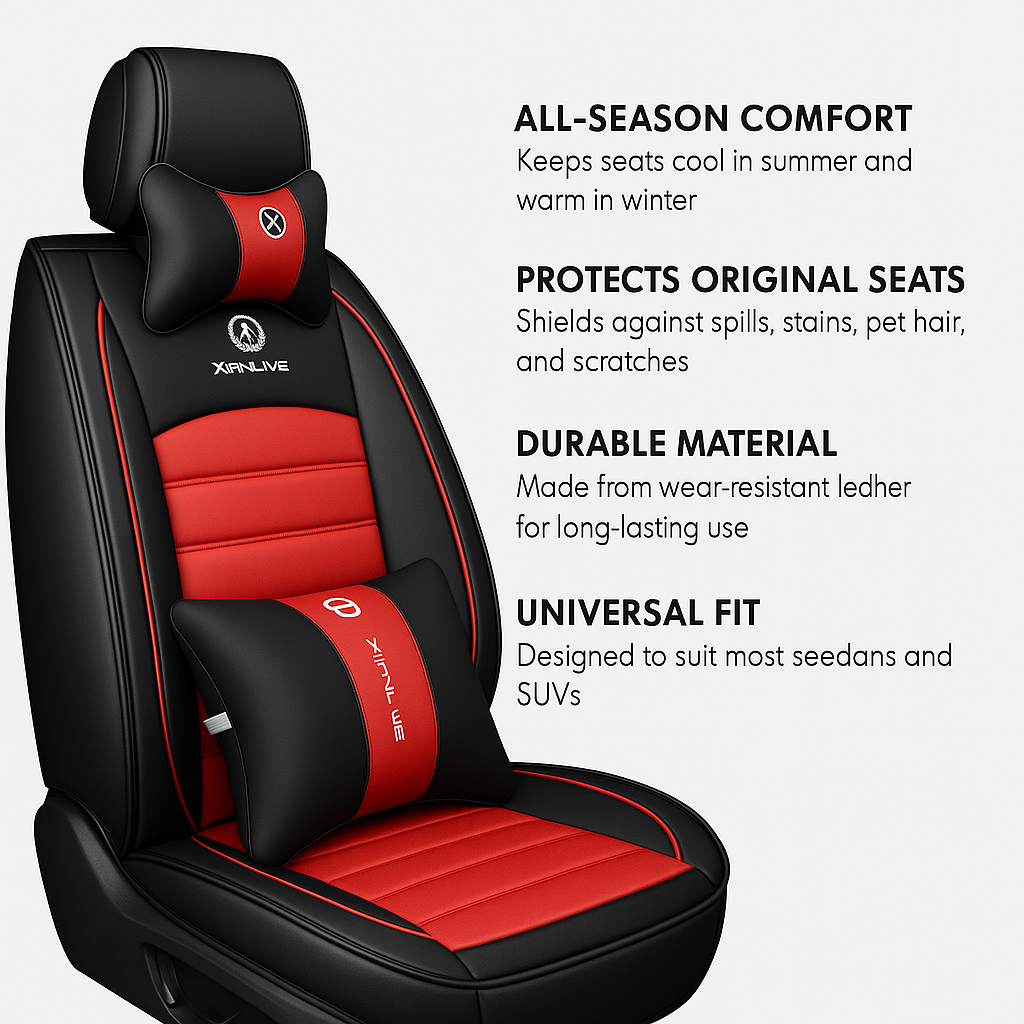Premium 4-Season Leather Car Seat Covers Waterproof & Durable