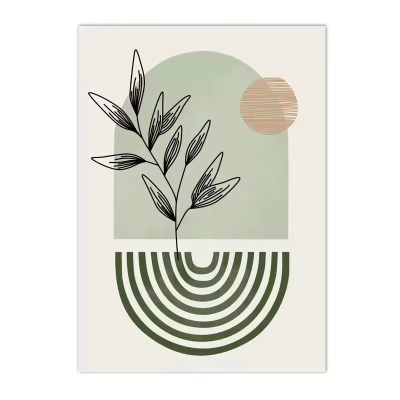 Nordic Sage Green Boho Wall Art Set