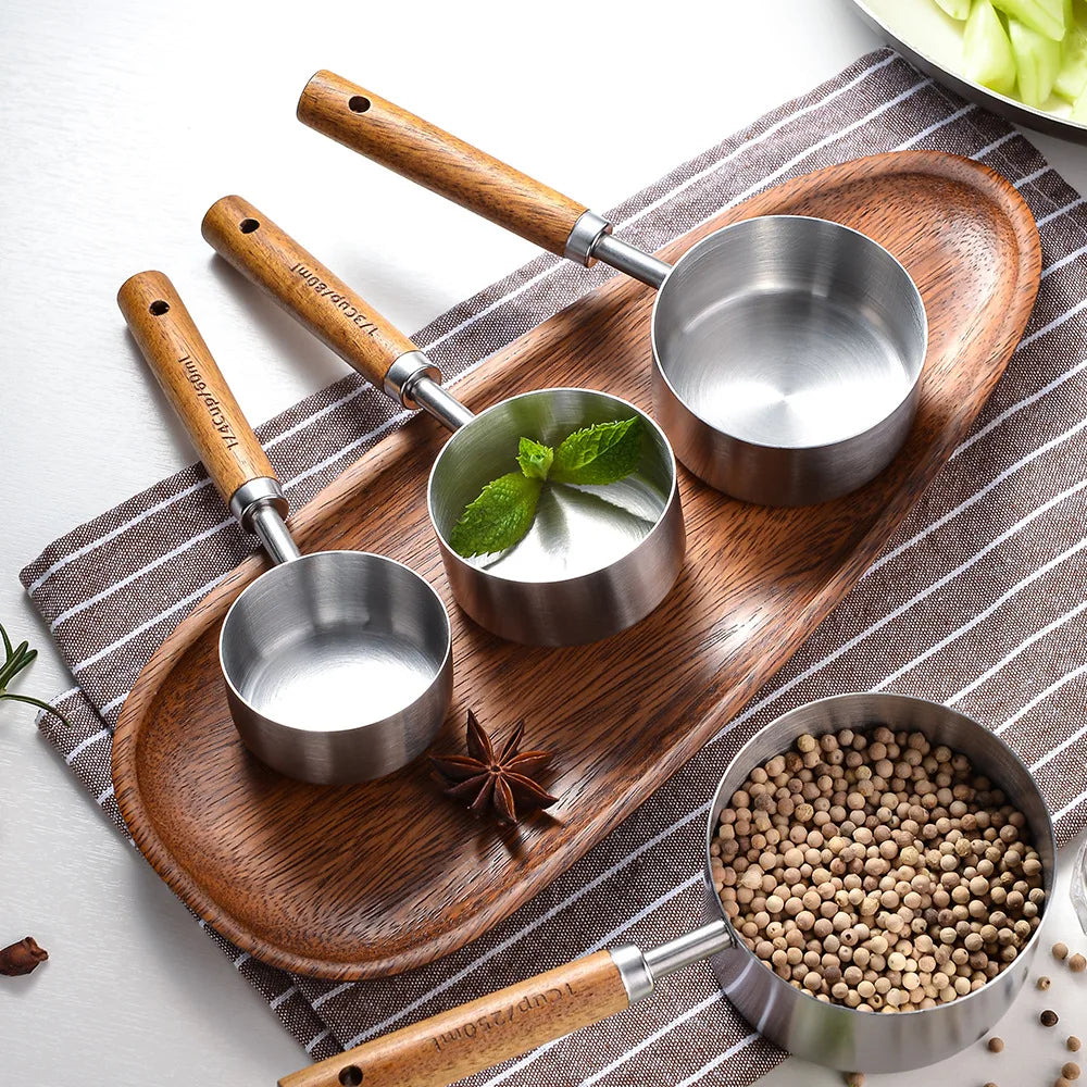 Luxury Measuring Cups & Spoons Set 8-Piece Stainless Steel Finish