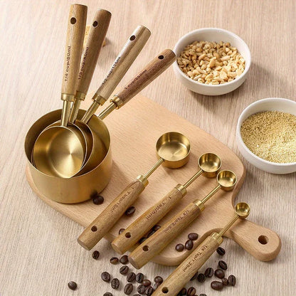 Luxury Measuring Cups & Spoons Set 8-Piece Stainless Steel Finish