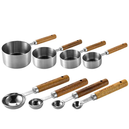 Luxury Measuring Cups & Spoons Set 8-Piece Stainless Steel Finish