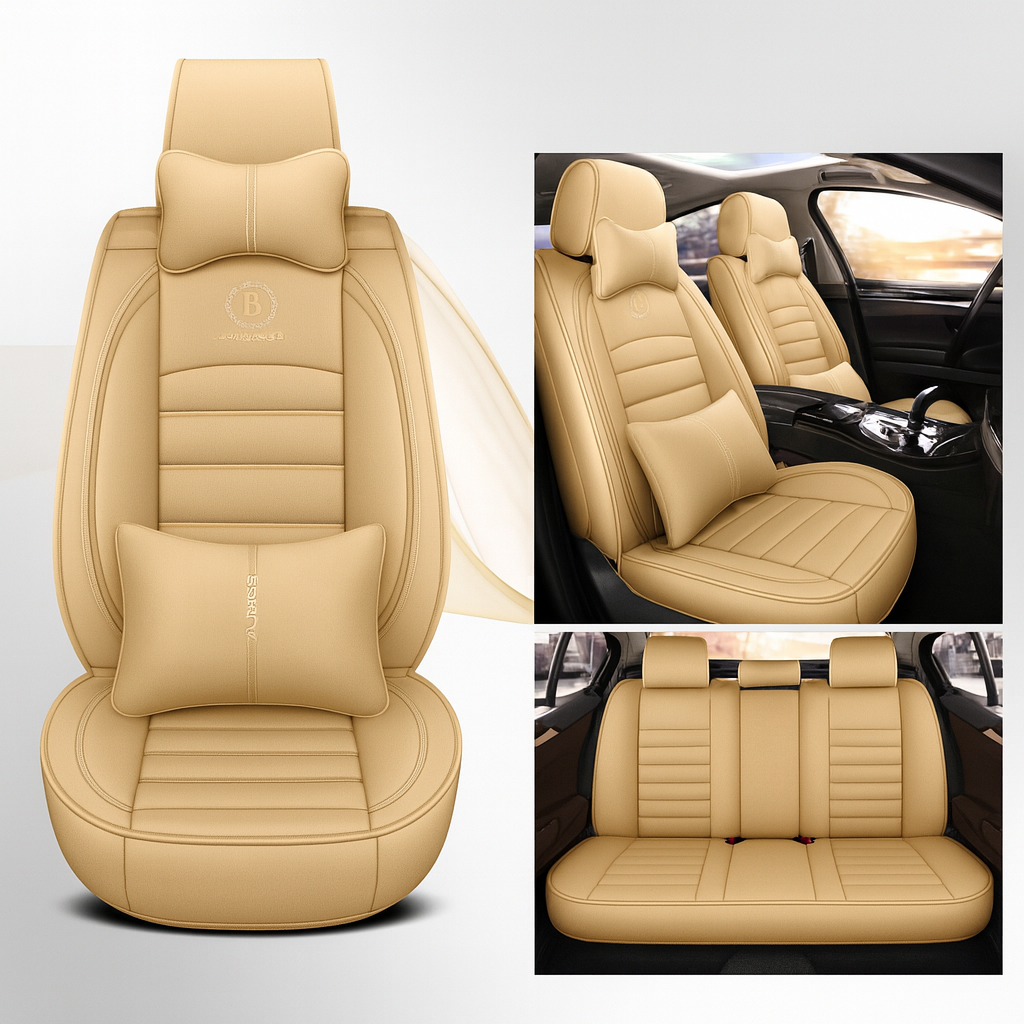 Premium 4-Season Leather Car Seat Covers Waterproof & Durable