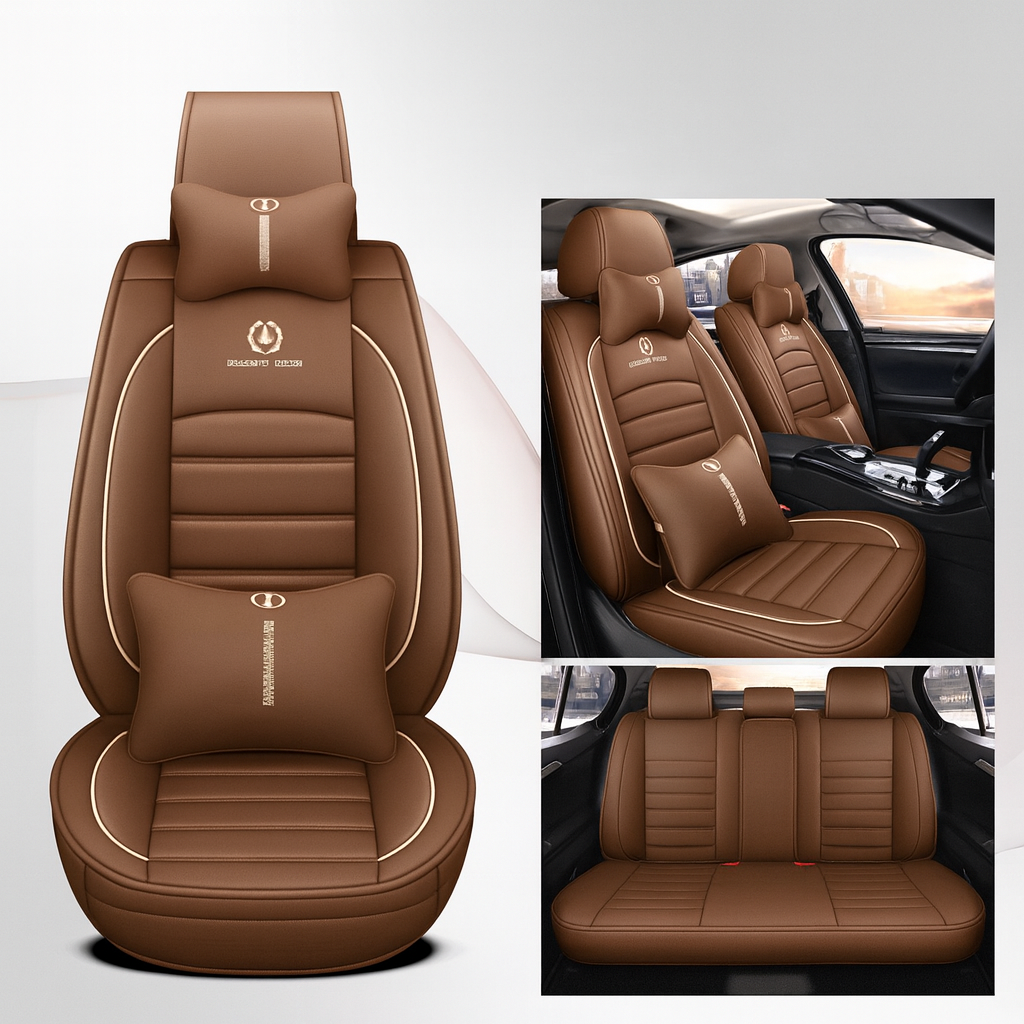 Premium 4-Season Leather Car Seat Covers Waterproof & Durable