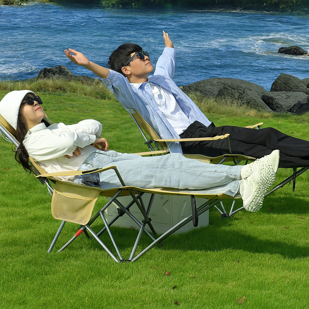 2-in-1 Reclining Camping Chair Adjustable & Foldable