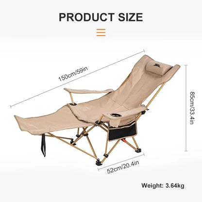 2-in-1 Reclining Camping Chair Adjustable & Foldable