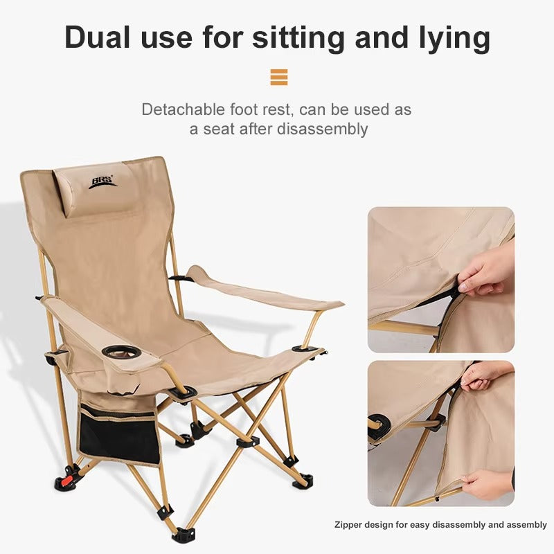 2-in-1 Reclining Camping Chair Adjustable & Foldable