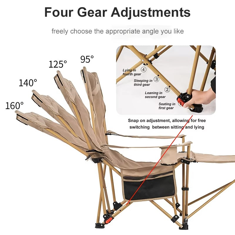 2-in-1 Reclining Camping Chair Adjustable & Foldable